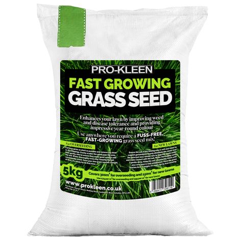 ProKleen Grass Seed Fast Growing Rye Fescue Hardwearing Perennial Lawn 5KG To 20KG
